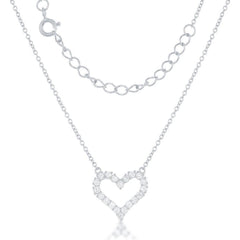Sterling Silver Small Open CZ Heart Necklace