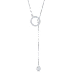 Sterling Silver Small Open CZ Ring and Small Disc Necklace
