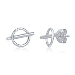 Sterling Silver Small Open Hoop Bar Earrings