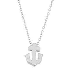 Sterling Silver Small Shiny Anchor Design Necklace
