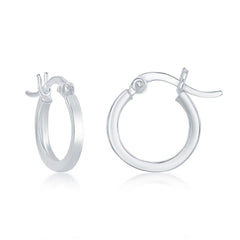 Sterling Silver Small Square Hoop Earrings, 2 x 20 mm