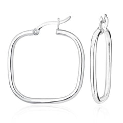 Sterling Silver Small Square Hoop Earrings, 2 x 26 mm