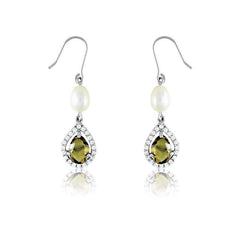 Sterling Silver Smokey Green Teardrop Earrings