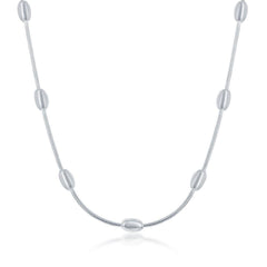 Sterling Silver Snake and Oval Beads Chain, 10