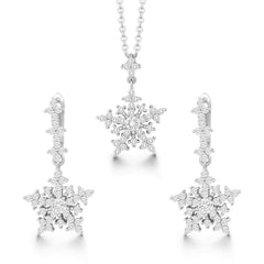 Sterling Silver Snowflake Necklace and Earrings Set