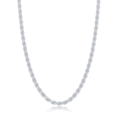 Sterling Silver Solid Diamond-Cut 3mm Rope Chain, 22