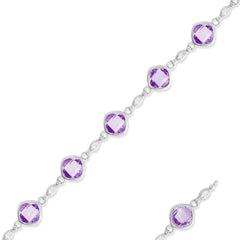 Sterling Silver Square Amethyst Gemstone Bracelet