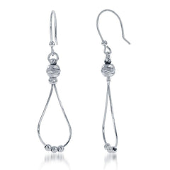 Sterling Silver Square Snake Loop and Bead Earrings