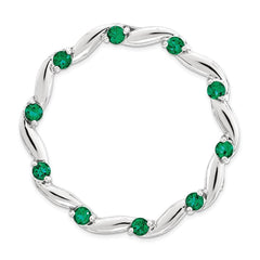 Sterling Silver Stackable Expressions Large Created Emerald Chain Slide