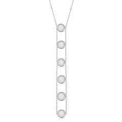 Sterling Silver Station Shiny Disc Lariat Necklace