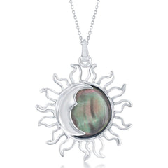 Sterling Silver Sun and Moon Abalone Pendant