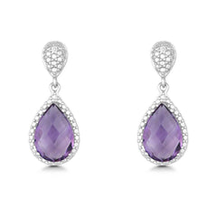 Sterling Silver Tear Shaped Amethyst Earrings