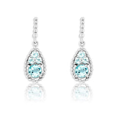 Sterling Silver Tear Shaped Cluster Topaz Earrings
