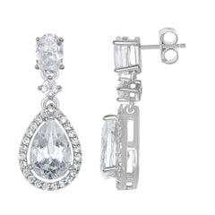 Sterling Silver Teardrop Bridal Earrings