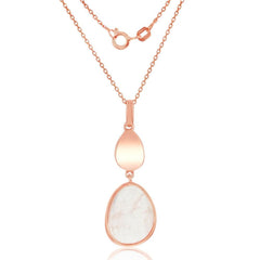 Sterling Silver Teardrop Rose Quartz Pendant - Rose Gold Plated