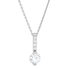 Sterling Silver Thin CZ Bar Pendant