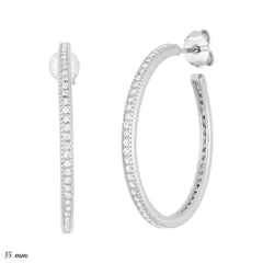 Sterling Silver Thin CZ Hoop Earrings, 30 mm