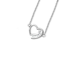Sterling Silver Thin Heart with CZ Baguettes Necklace