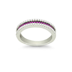 Sterling Silver Thin Pink CZ Micro Pave Ring, Size 7