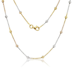 Sterling Silver Tri Color 3.2mm D-C Moon Bead Chain, 20