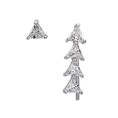 Sterling Silver Triangle CZ Climber Stud Earrings