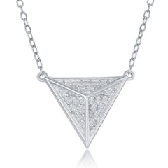 Sterling Silver Triangular Pyramid CZ Necklace