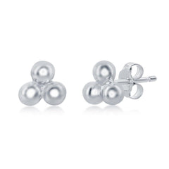Sterling Silver Triple Bead Earrings
