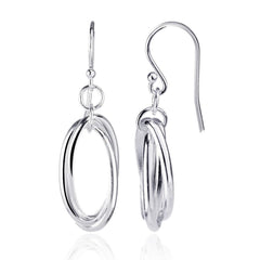 Sterling Silver Triple Oval Earrings