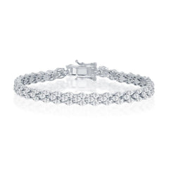 Sterling Silver Triple Row Marquise-Shaped CZ Bracelet, 7.5