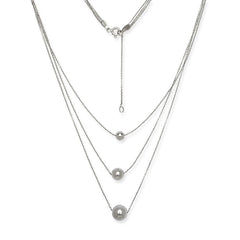 Sterling Silver Triple Strand Bead Necklace