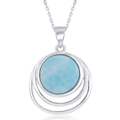 Sterling Silver Triple Wave Design Larimar Pendant