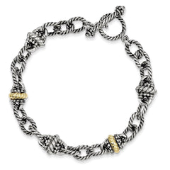 Sterling Silver w/14k 7.5in Link Bracelet