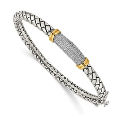 Sterling Silver w/14k Diamond Bangle Bracelet