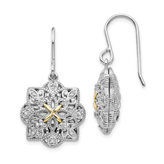Sterling Silver w/14k Diamond Vintage Earrings