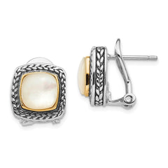 Sterling Silver w/14k Mother of Pearl Earrings