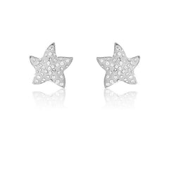 Sterling Silver White Enamel Star Earrings