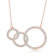 Sterling Silver White Inlay Opal Three Generation Necklace