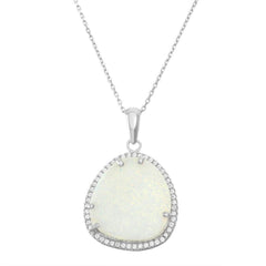 Sterling Silver White Inlay Opal Triangle Pendant