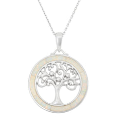 Sterling Silver White Inlay Tree of Life Pendant