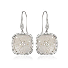 Sterling Silver White Square Cut Out MOP Earrings