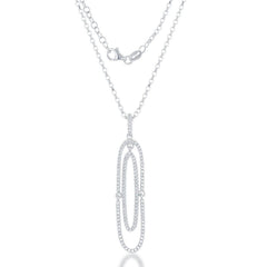 Sterling Silver White Topaz Double Oval Pendant