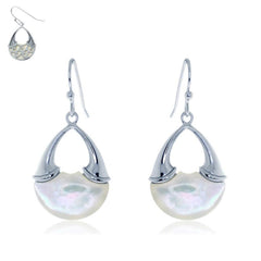 Sterling Silver White Upside Down V MOP Earrings