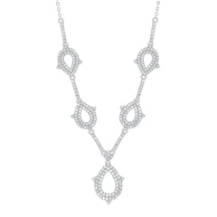 Sterling Silver Y Style Teardrop Bridal Necklace