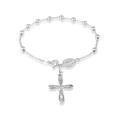 Sterling Sliver Beaded Rosary Bracelet