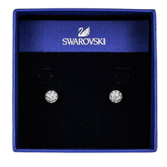 Swarovski Women's Emma Rhodium Plated Bubble Shaped Crystal Pierced Earrings, 3/8