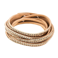 Swarovski Women's Slake Silk Crystal Accented Adjustable Alcantara Bracelet, 14-1/8