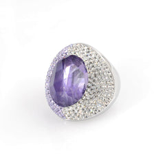 Swarovski Allure Collection Violet Gemstone Crystal Silver Tone Ring Size 55 | 5125093