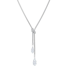 Swarovski Women's Gillian Rhodium-Plated Y-Shaped Clear Crystal Necklace, 15-3/4