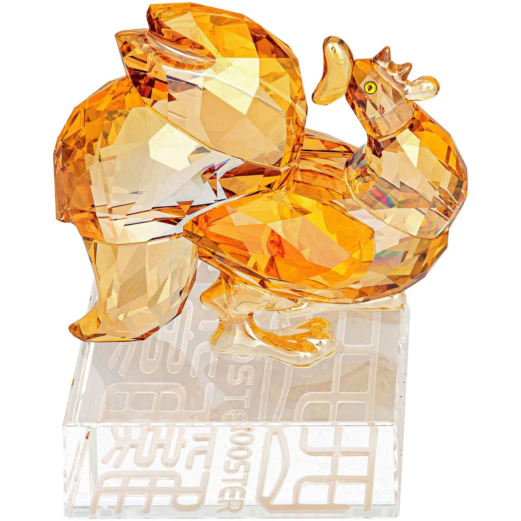ZODAX  ガラスオーナメント　シャビー　イエローゴールド　a　新品タグ付き Swarovski Decoration Figurine - Chinese Zodiac Rooster Orange