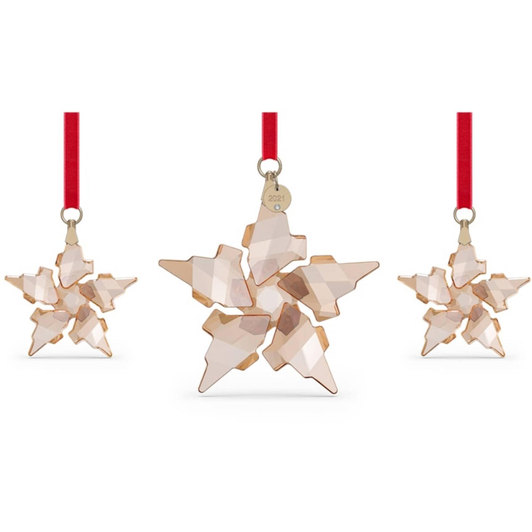 Swarovski Ornament Set - Festive Annual Edition 2021 Gold Tone